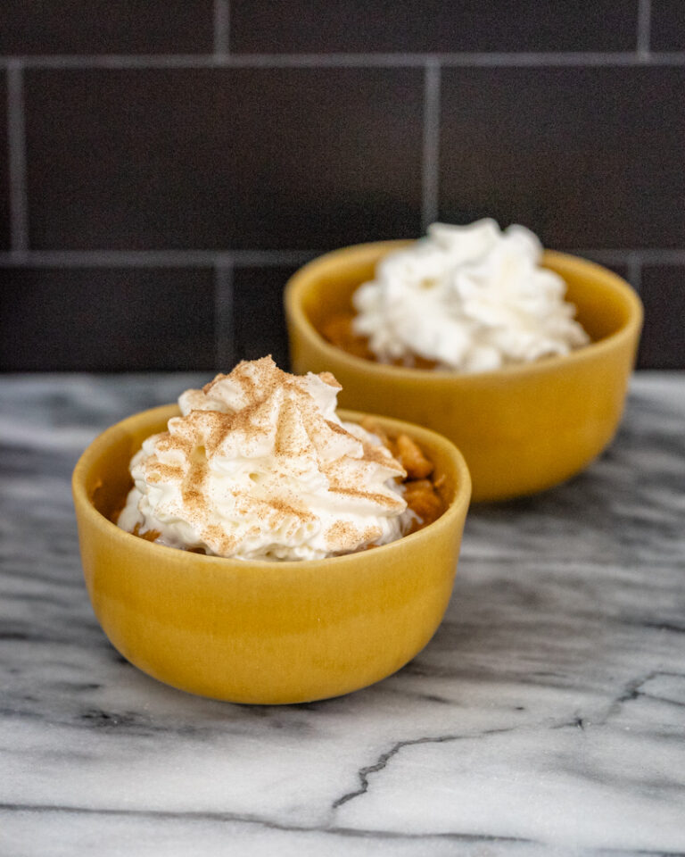 pumpkin rice pudding in dessert dishes