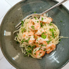 shrimp scampi on angel hair pasta