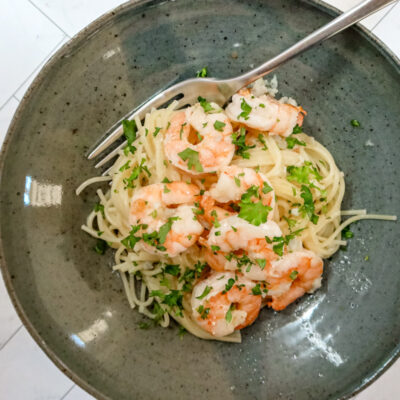 shrimp scampi on angel hair pasta