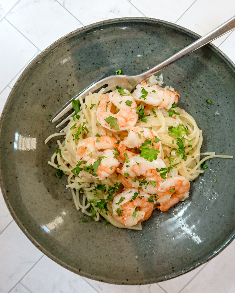 shrimp scampi on angel hair pasta