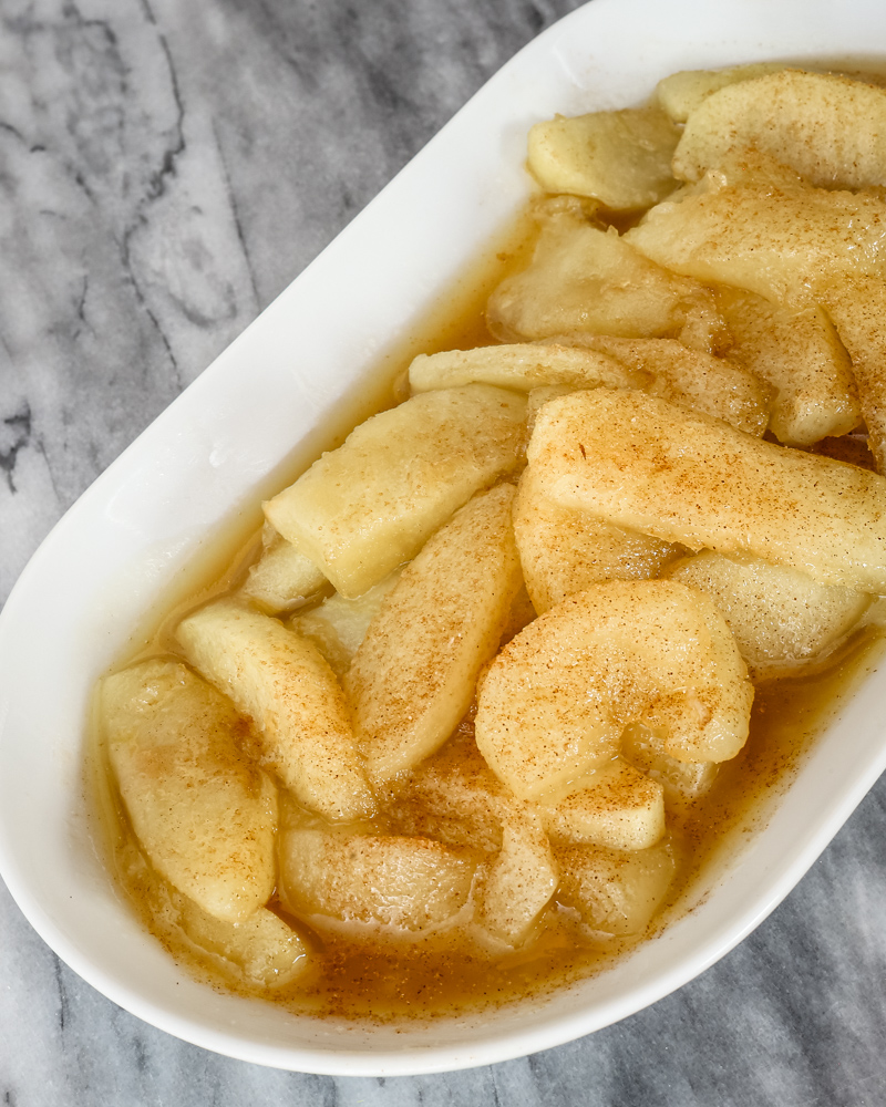 fried apples on a serving tray