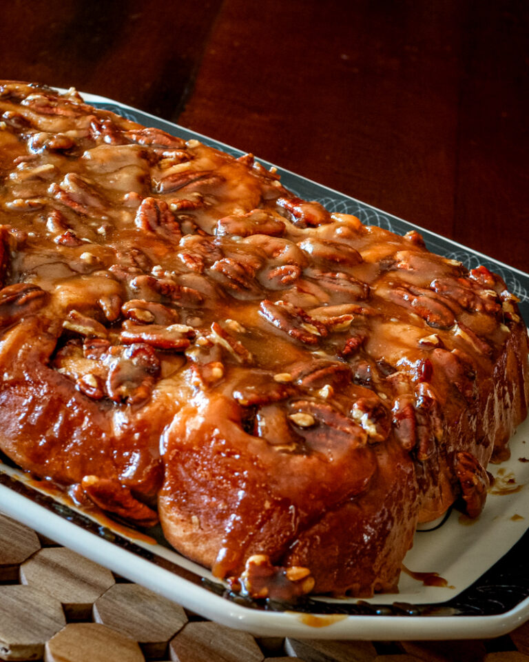 Sticky buns on a large platter