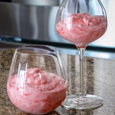 strawberry fool dessert in wine glasses