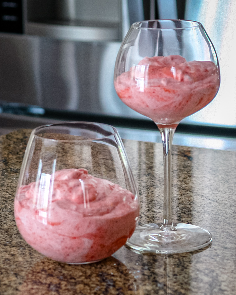 strawberry fool dessert in wine glasses