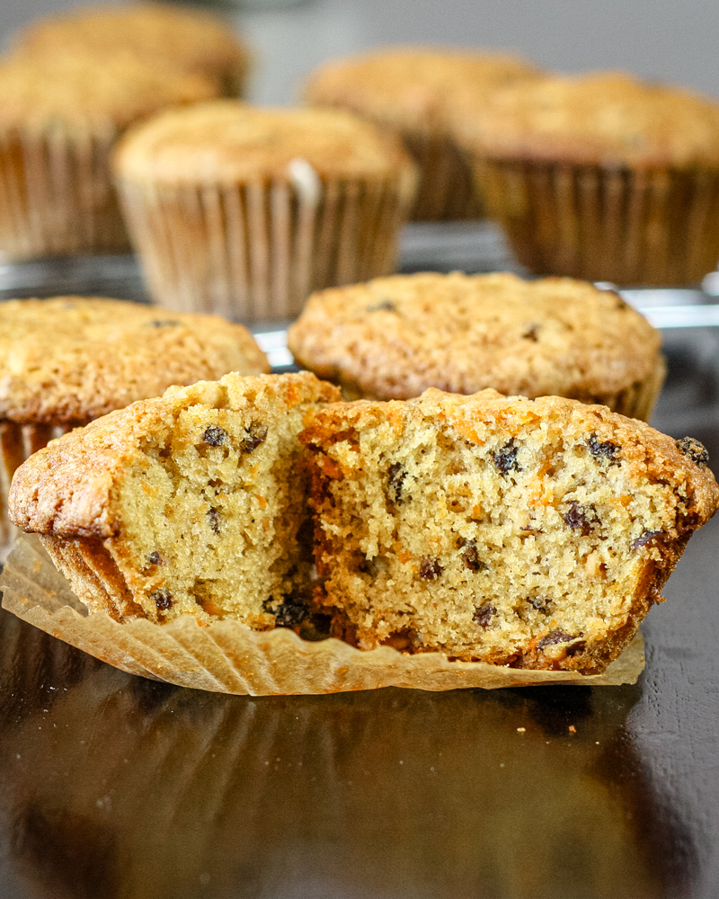 carrot muffins with raisins and walnuts