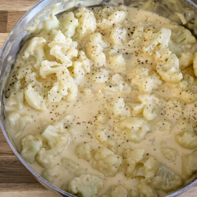 Cauliflower and cheese sauce for a low carb mac and cheese substitute.