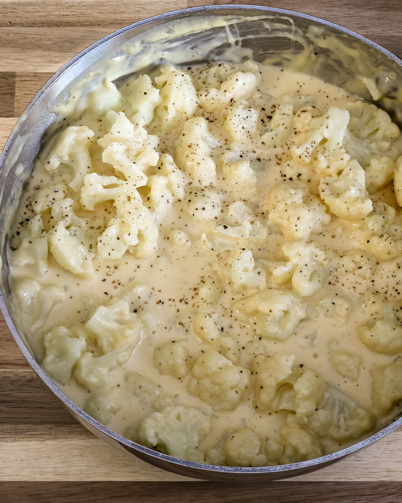 Cauliflower and cheese sauce for a low carb mac and cheese substitute.