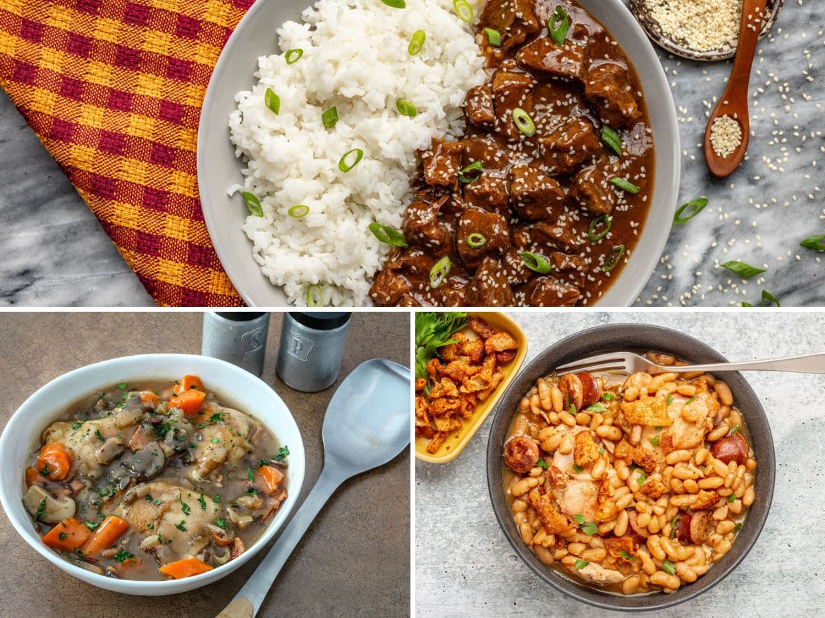 A grid showing 3 Instant Pot recipe preparations for a collection.