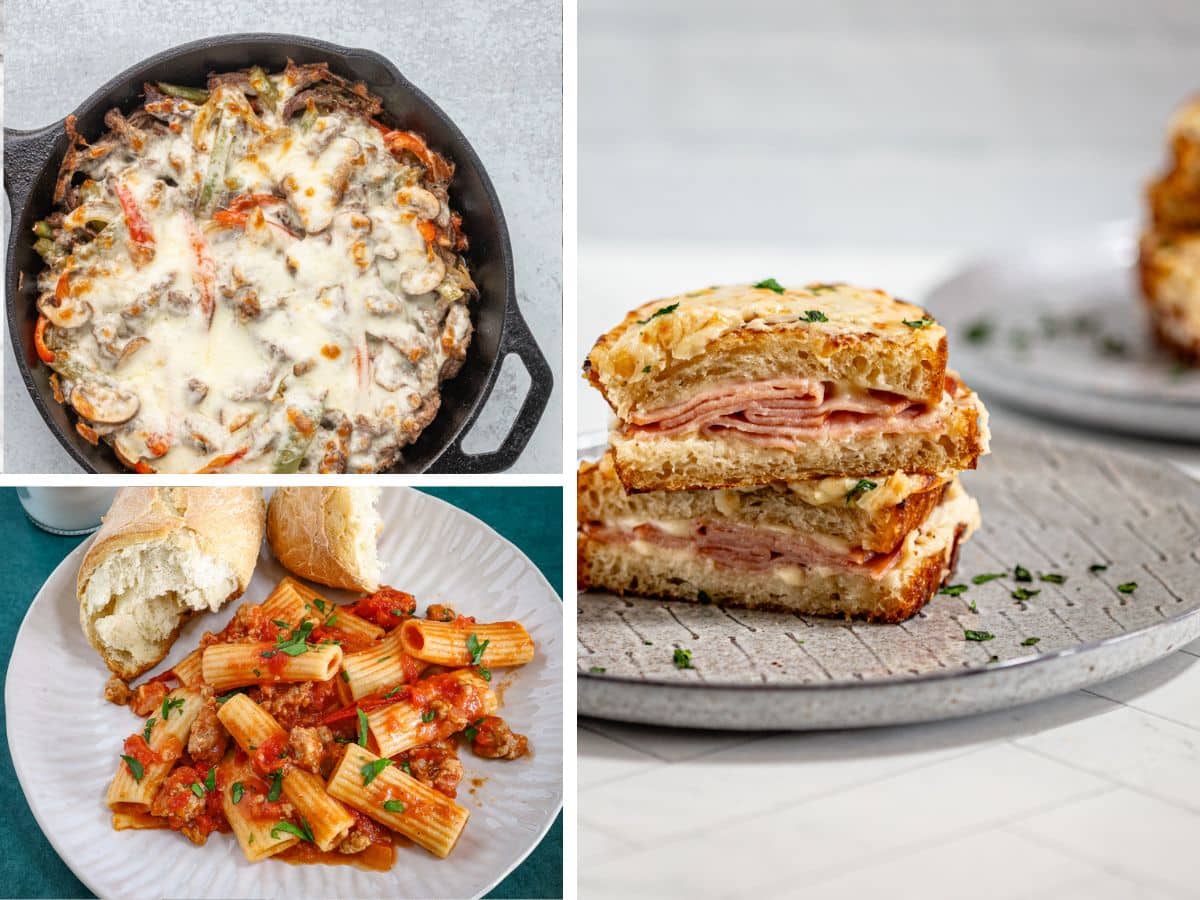 A variety of quick dinner recipe ideas for a list.