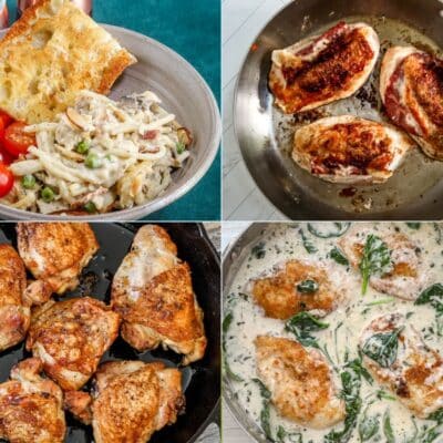 Weeknight chicken recipes: chicken breast, chicken thighs, and recipes for air fryer chicken legs.
