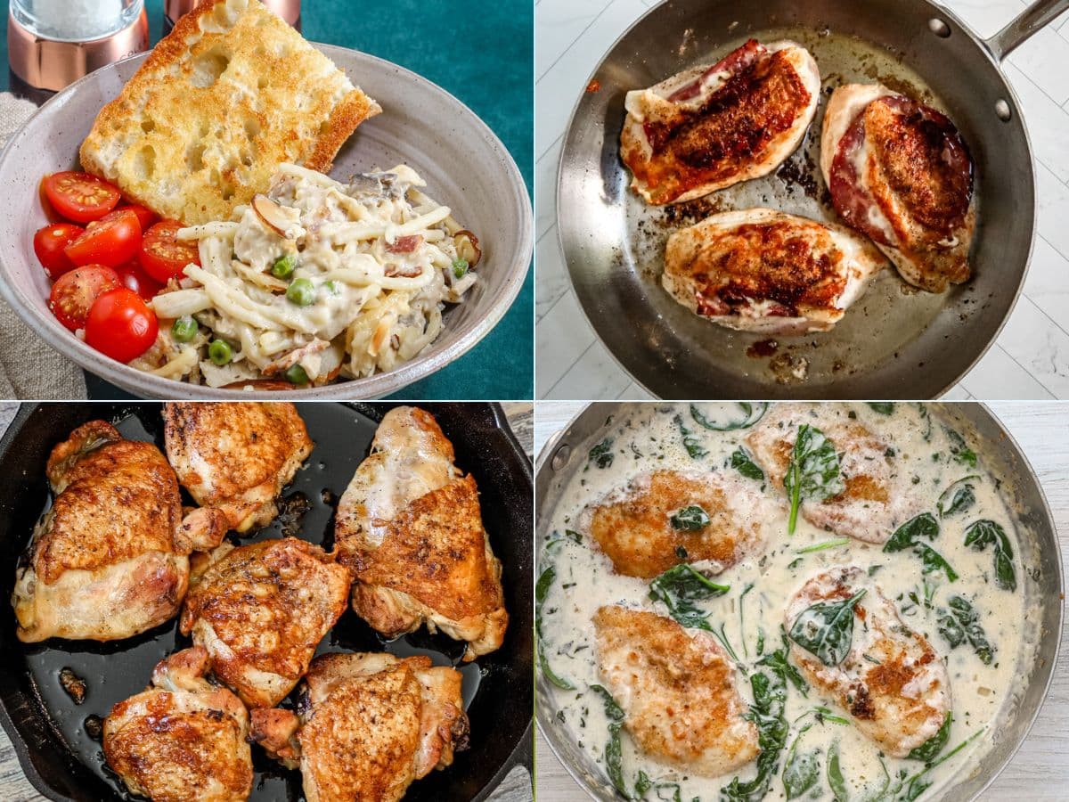 Weeknight chicken recipes: chicken breast, chicken thighs, and recipes for air fryer chicken legs.