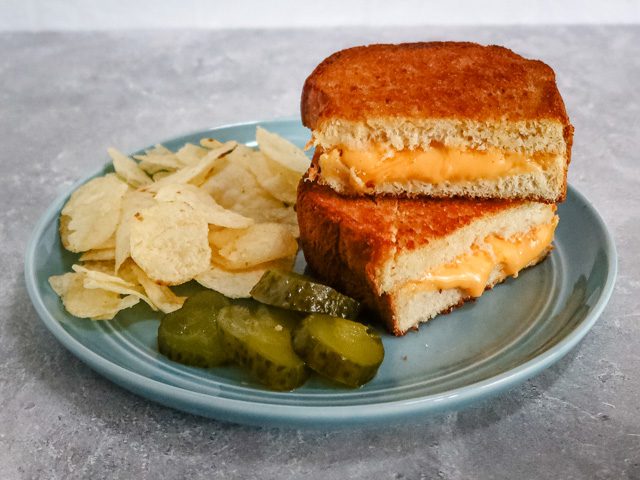 air fryer grilled cheese sandwich on a plate