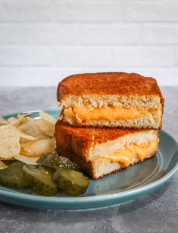 air fryer grilled cheese sandwich on a plate