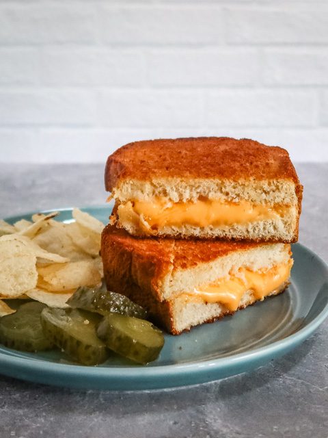 air fryer grilled cheese sandwich on a plate