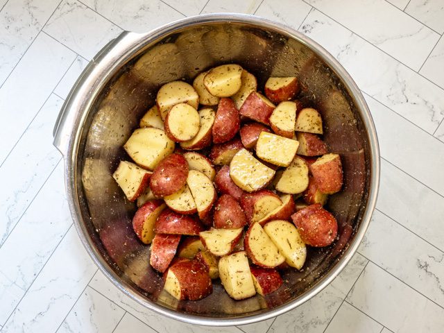 seasoning the potatoes