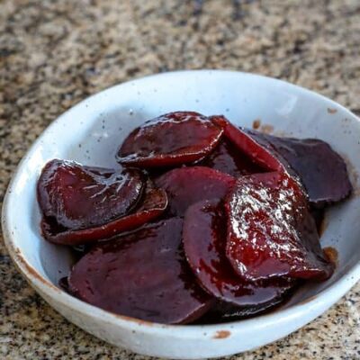 sliced beets in a small dish