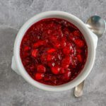 apple cider cranberry sauce in a serving bowl