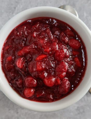 Homemade cranberry sauce in a bowl.