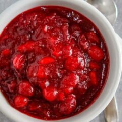 apple cider cranberry sauce in a bowl