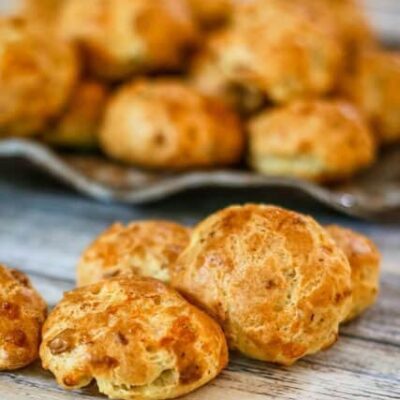 cheese and bacon puffs on a plate