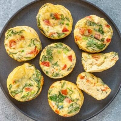 A plate of baked egg bites for breakfast.