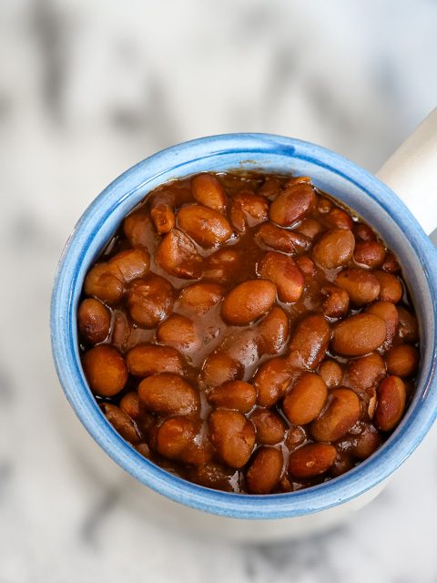 baked yellow eye beans in a bowl