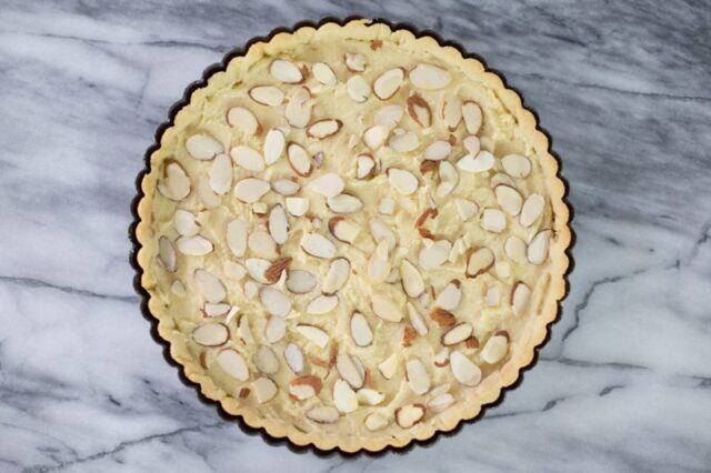 Bakewell tart is ready to bake.