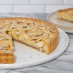 bakewell tart with slice taken out