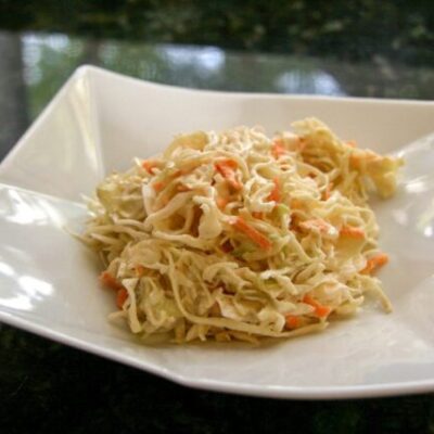 basic coleslaw on a serving plate