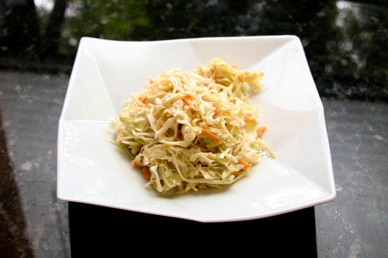 creamy coleslaw on a serving plate