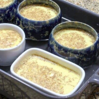 basic baked custard in a baking dish