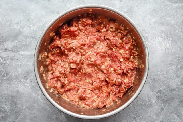 beef and pork meatloaf mixture in a bowl