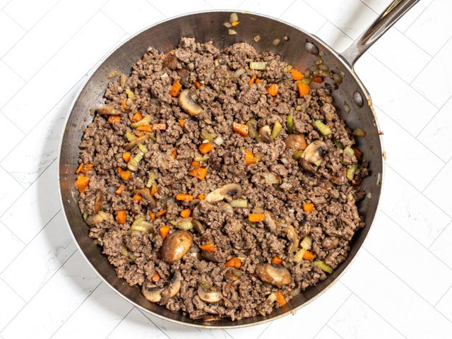 ground beef and vegetables combined