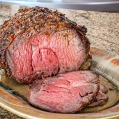 Succulent roasted beef tenderloin with a seasoned crust.
