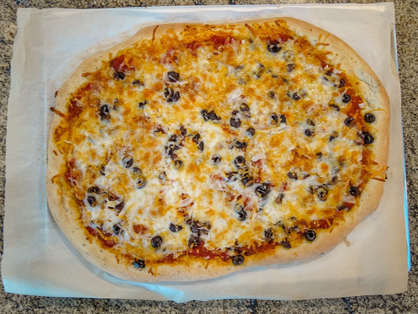 beer pizza crust, baked with toppings