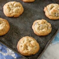 chocolate chip cookies on a baking tray