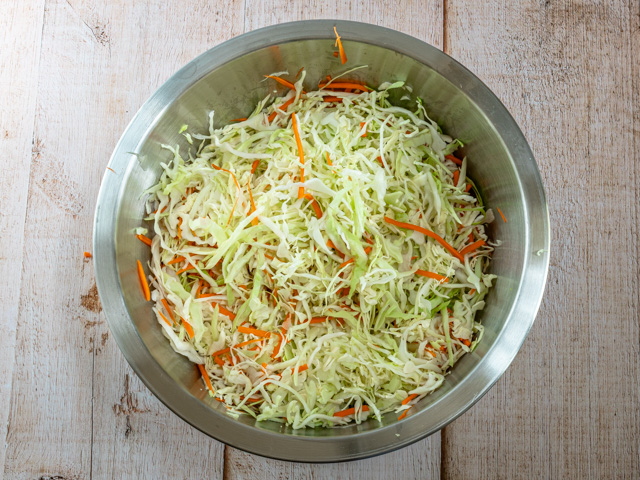 Cabbage preparation in a bowl