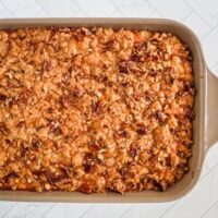 Sweet Potato Casserole in a baking dish