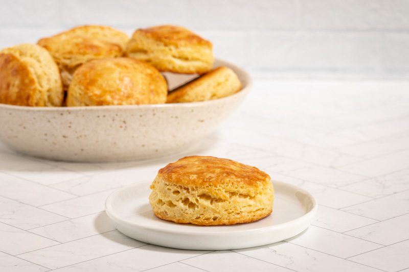 The flaky biscuits in a bowl