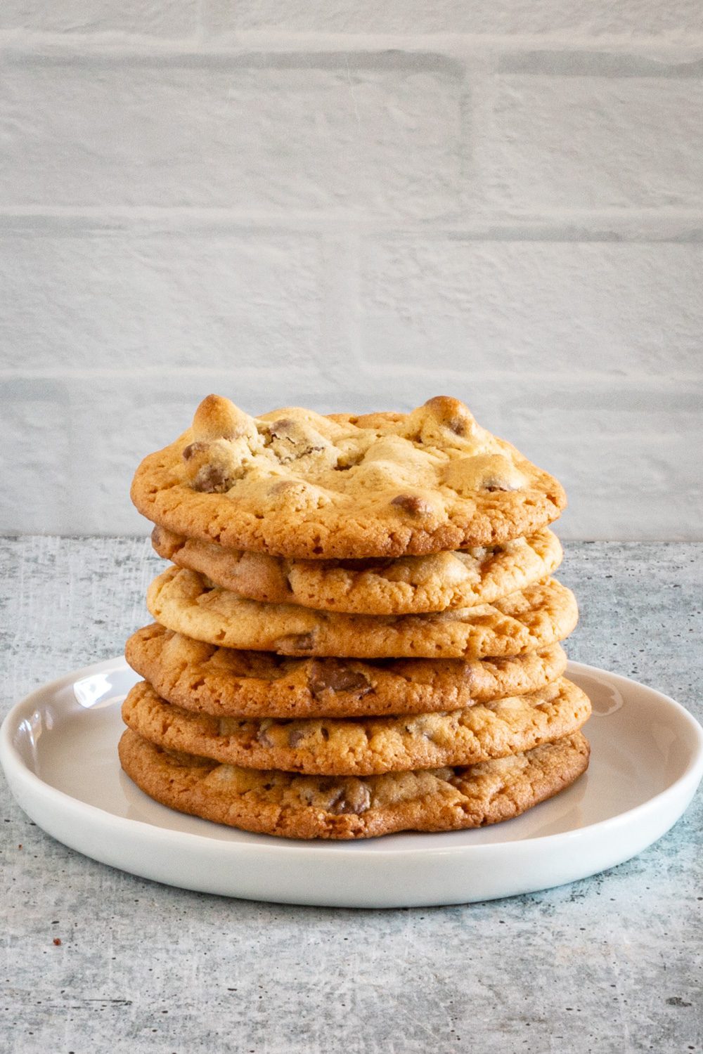 a stack of chewy bisquick chocolate chip cookies