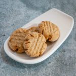 small plate with bisquick peanut butter cookies