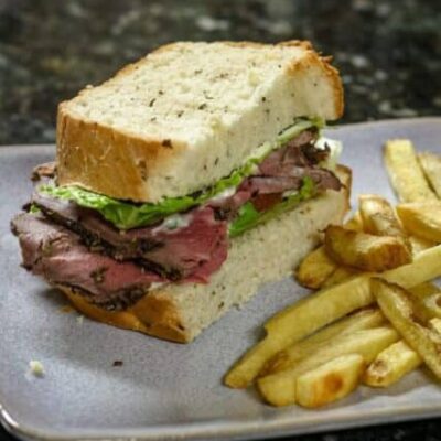 bread machine herb and mustard bread sandwich with roast beef and mayo