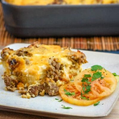 plate with breakfast casserole