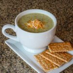 broccoli cheese soup in a cup