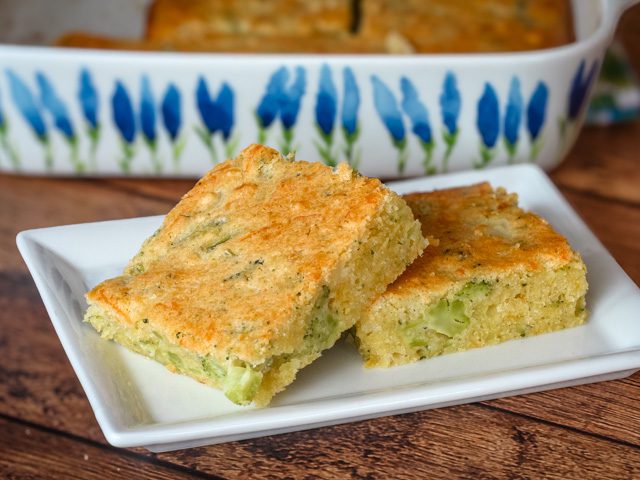 sliced broccoli cornbread