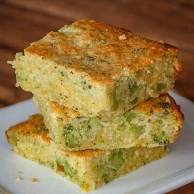 stack of broccoli cornbread