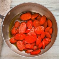 Delicious brown sugar glazed carrots in the pan.