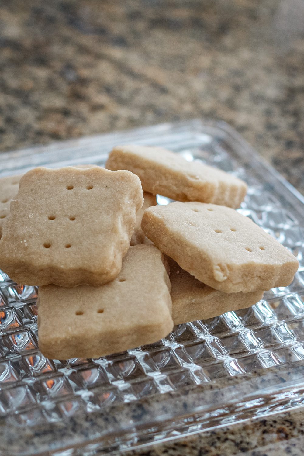 several squares of brown sugar shortbread cookies
