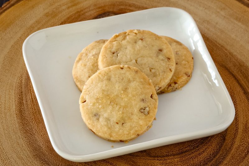 butter pecan shortbread cookies on a plate