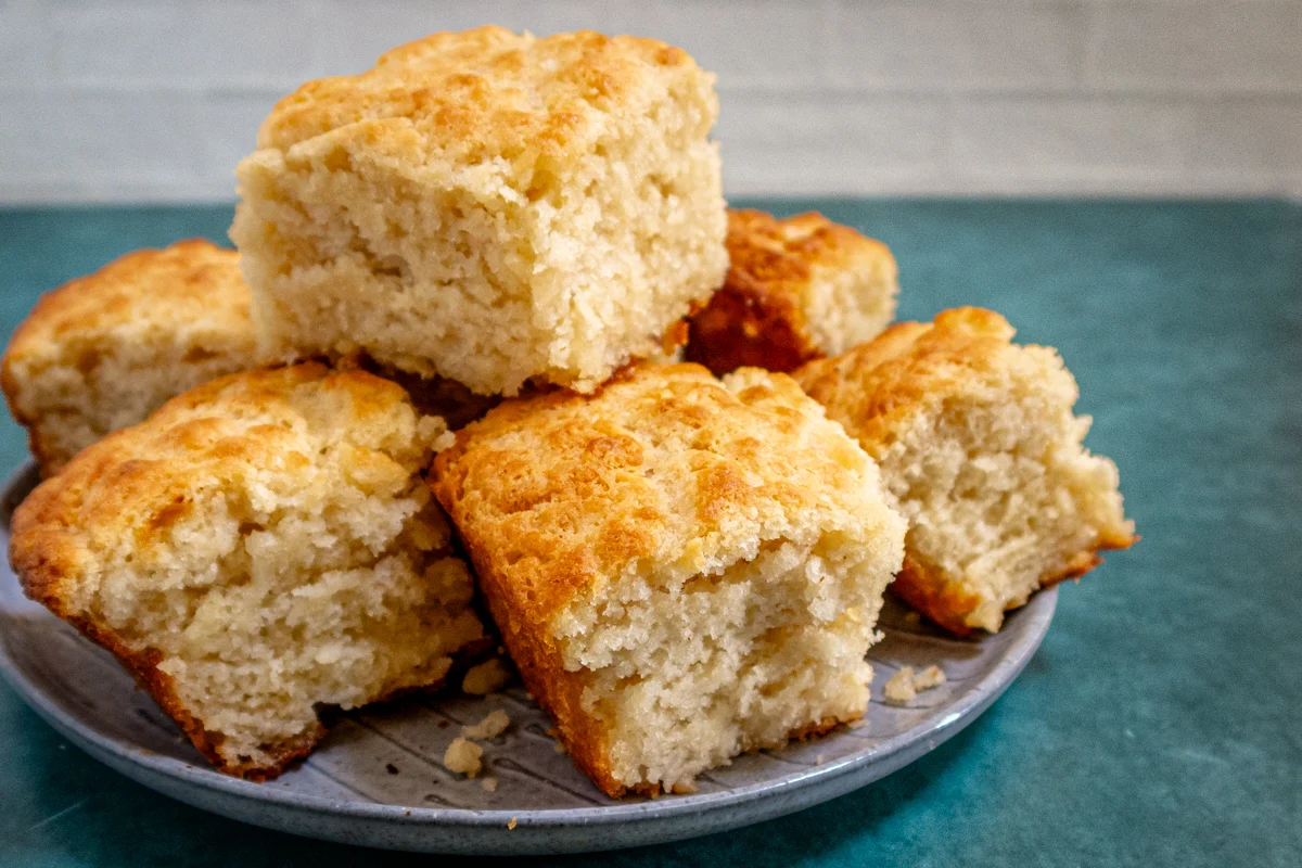 Butter swim biscuits on a plate.